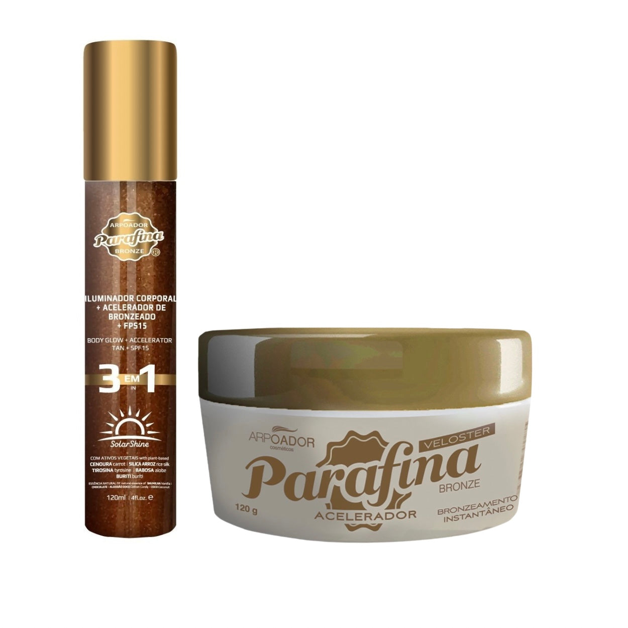 Kit Bronze Iluminado – Solar Shine 120ml + Veloster 120g + Booster 30ml