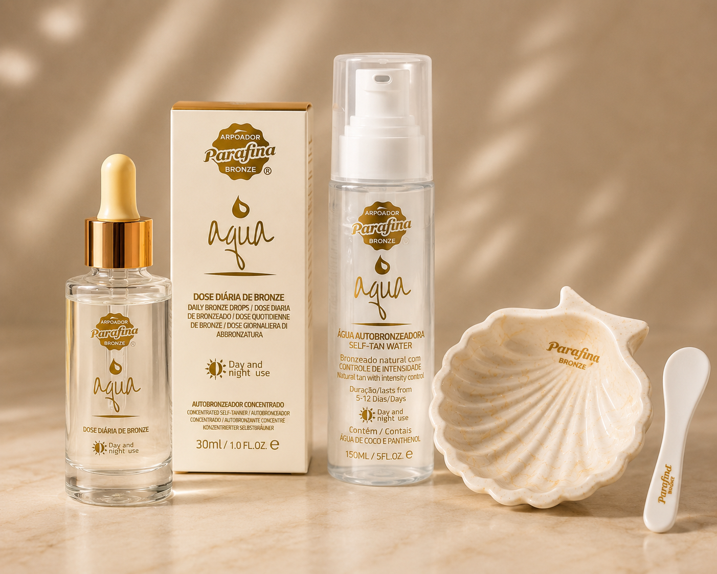 Combo Bronze de Inverno- Booster+ Aqua Autobronzeadora + Kit Aplicação