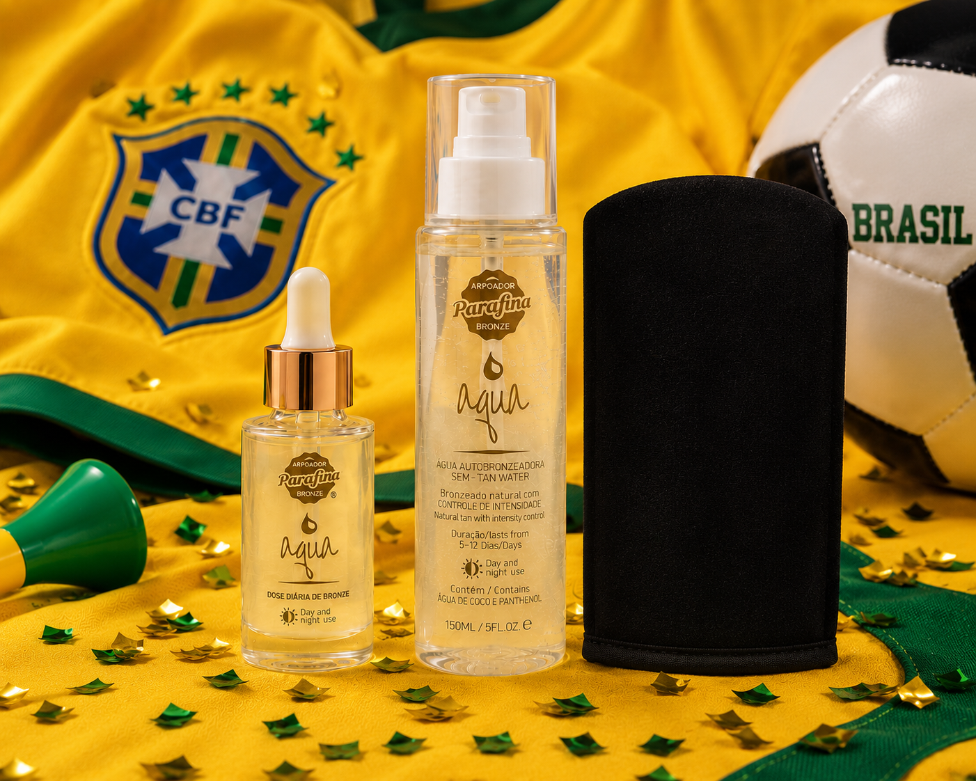 Combo Pré Jogo- Booster Gotas Mágicas+ Aqua Autobronzeadora+ Luva Aplicadora