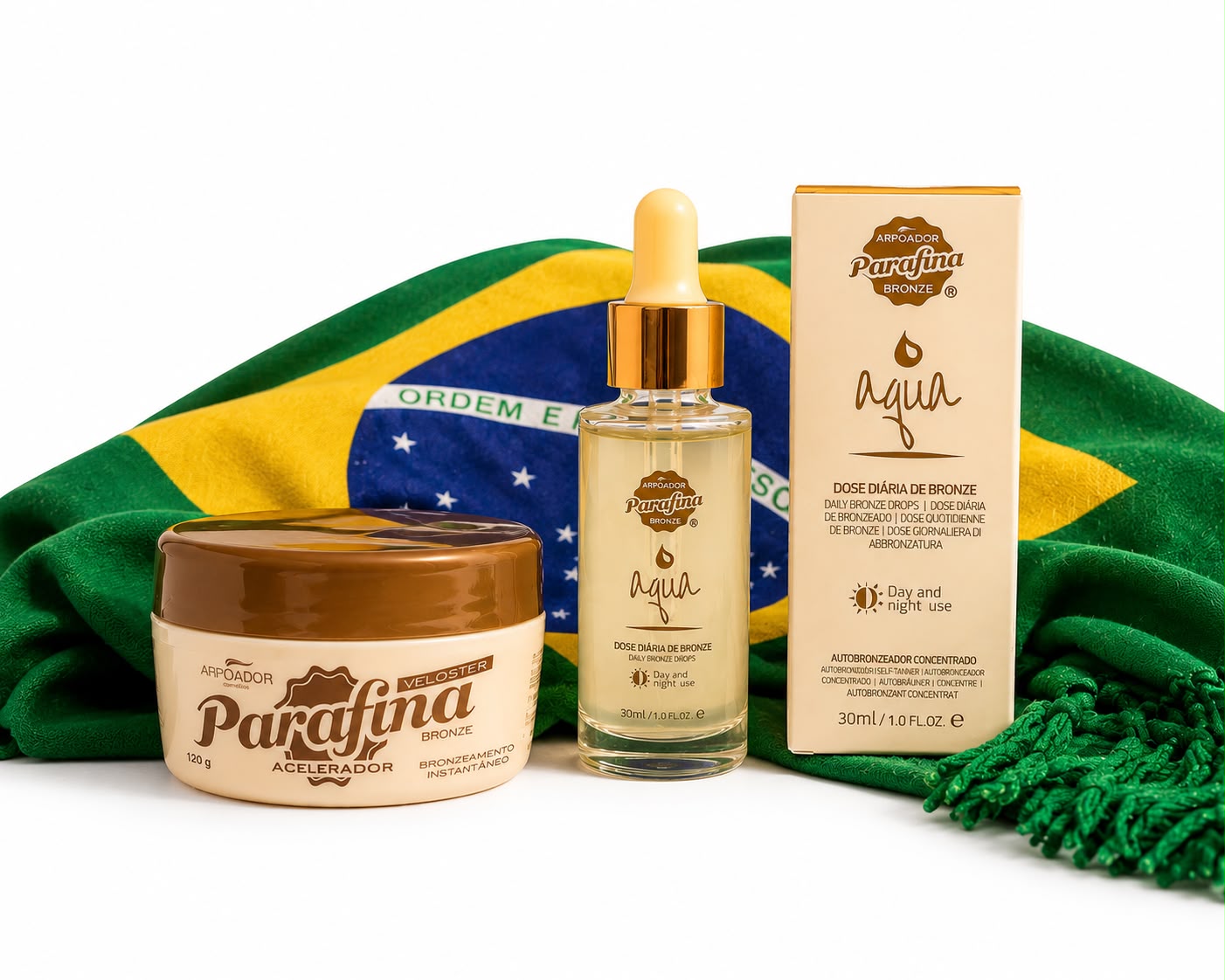 PRÉ- VENDA KIT  Bronzeada- Veloster Acelerador + Booster Autobronzeador + Canga do Brasil